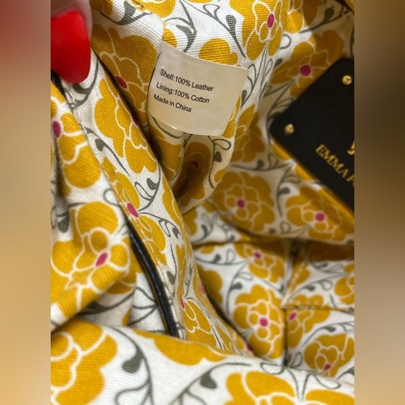 Emma Fox Black Leather Satchel Gold Hardware Convertible Shoulder Bag Purse Lg - Picture 12 of 15